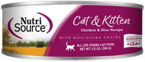 NutriSource Chicken & Rice Formula Canned Cat Food wet cat food, canned cat food