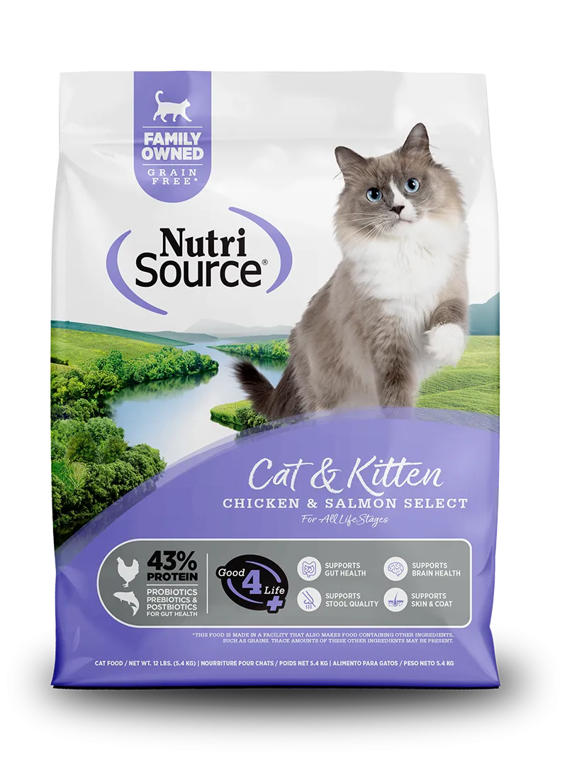 NutriSource Chicken & Salmon Select Grain Free Cat & Kitten Food kitten dry food, kitten wet food