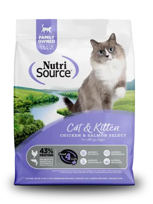 NutriSource Chicken & Salmon Select Grain Free Cat & Kitten Food kitten dry food, kitten wet food