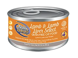 NutriSource Grain Free Lamb & Lamb Liver Select Canned Cat Food grain free cat food, no grain dry cat food