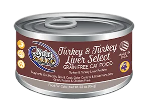 NutriSource Grain Free Turkey & Turkey Liver Select Canned Cat Food healthy cat food, premium dry cat food