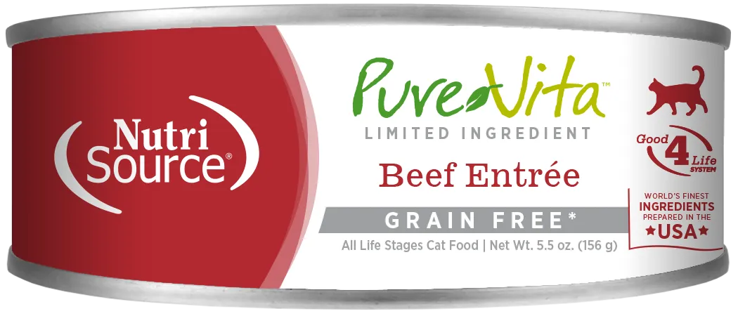 Nutrisource Pure Vita Limited Ingredient Beef Grain Free 5.5oz dry cat food, cat kibble
