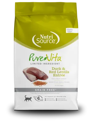 Nutrisource PureVita Grain Free Duck & Red Lentils dry cat food, cat kibble