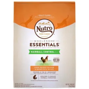 Nutro Adult Hairball Control Chicken & Brown Rice Recipe indoor dry cat food, healthy cat kibble