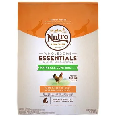 Nutro Adult Hairball Control Chicken & Brown Rice Recipe indoor dry cat food, healthy cat kibble