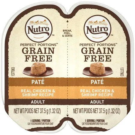 Nutro Perfect Portions Real Chicken & Shrimp Recipe Pate for Adult Cats healthy cat food, premium dry cat food