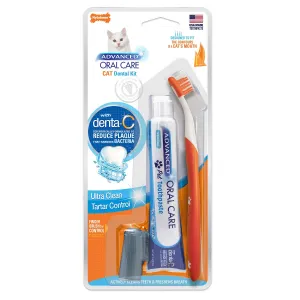 Nylabone Advanced Cat Oral Care Dental Kit For Cats cat grooming brush, cat shampoo