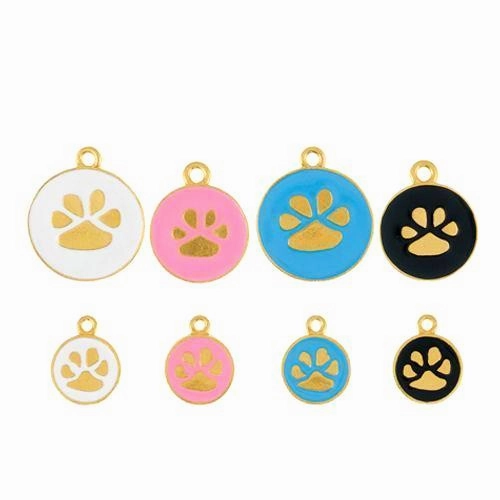 Opaque Pastel Gold Paw Dog ID Tag