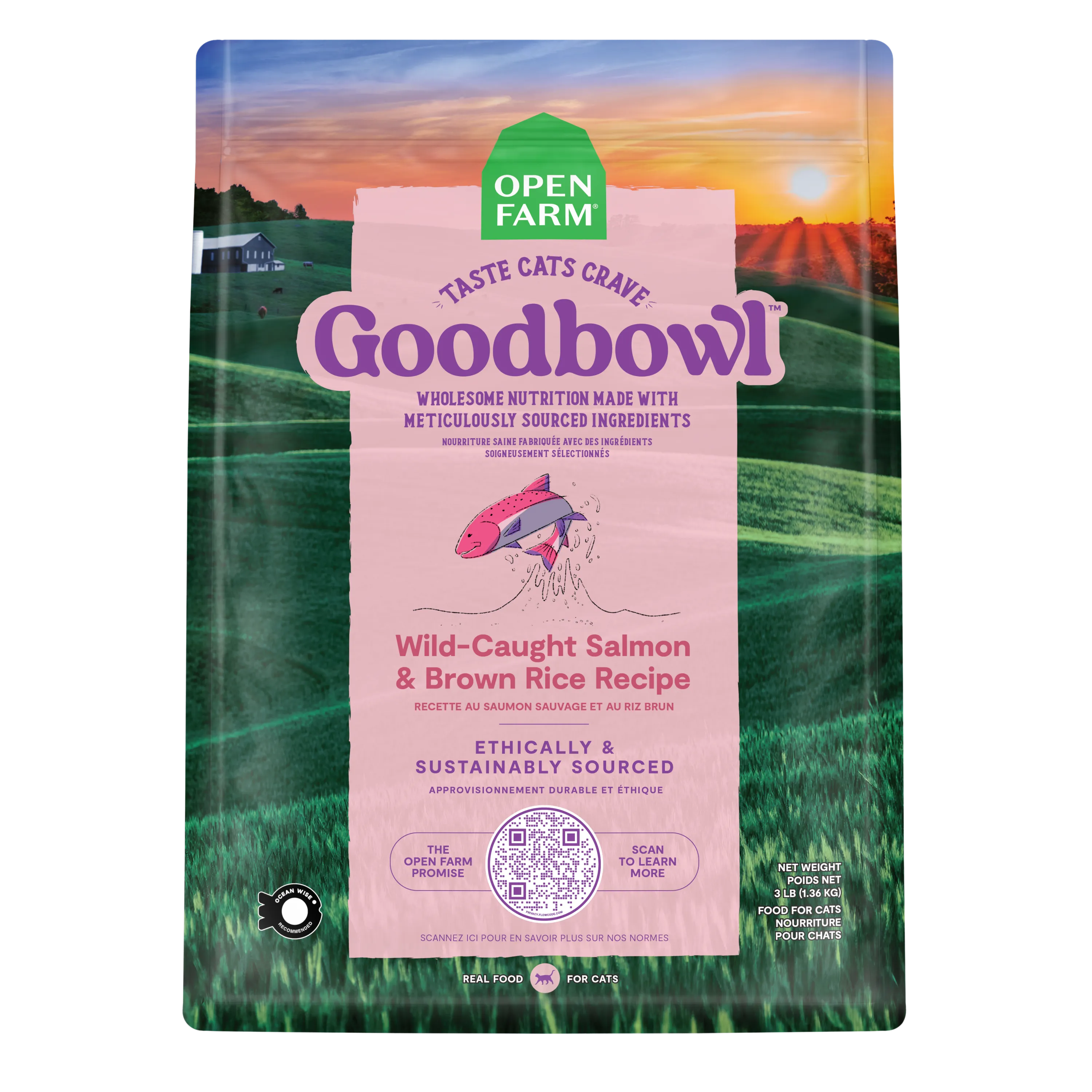 Open Farm GoodBowl Wild-Caught Salmon & Brown Rice Recipe Dry Cat Food healthy cat food, premium dry cat food