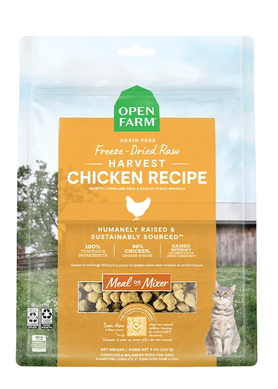 Open Farm Grain Free Harvest Chicken Recipe Freeze Dried Raw Cat Food grain free cat food, no grain dry cat food