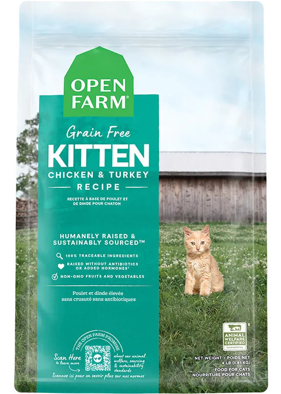 Open Farm Grain Free Kitten Chicken and Turkey Recipe Dry Food indoor dry cat food, healthy cat kibble