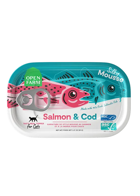 Open Farm Grain Free Salmon & Cod Wet Topper for Cats wet cat food, canned cat food