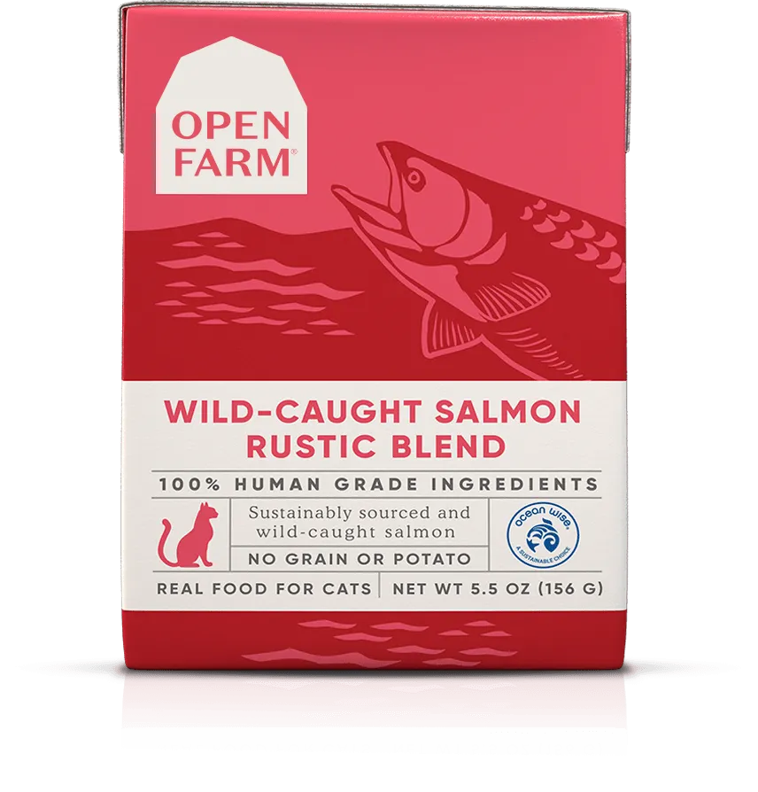 Open Farm Grain Free Wild Caught Salmon Recipe Rustic Blend Wet Cat Food wet cat food, canned cat food