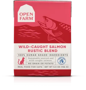Open Farm Grain Free Wild Caught Salmon Recipe Rustic Blend Wet Cat Food wet cat food, canned cat food