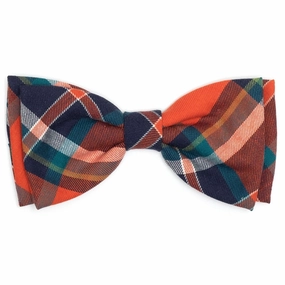 Orange/Navy Plaid Dog Bow Tie dog collar accessory,collar decor