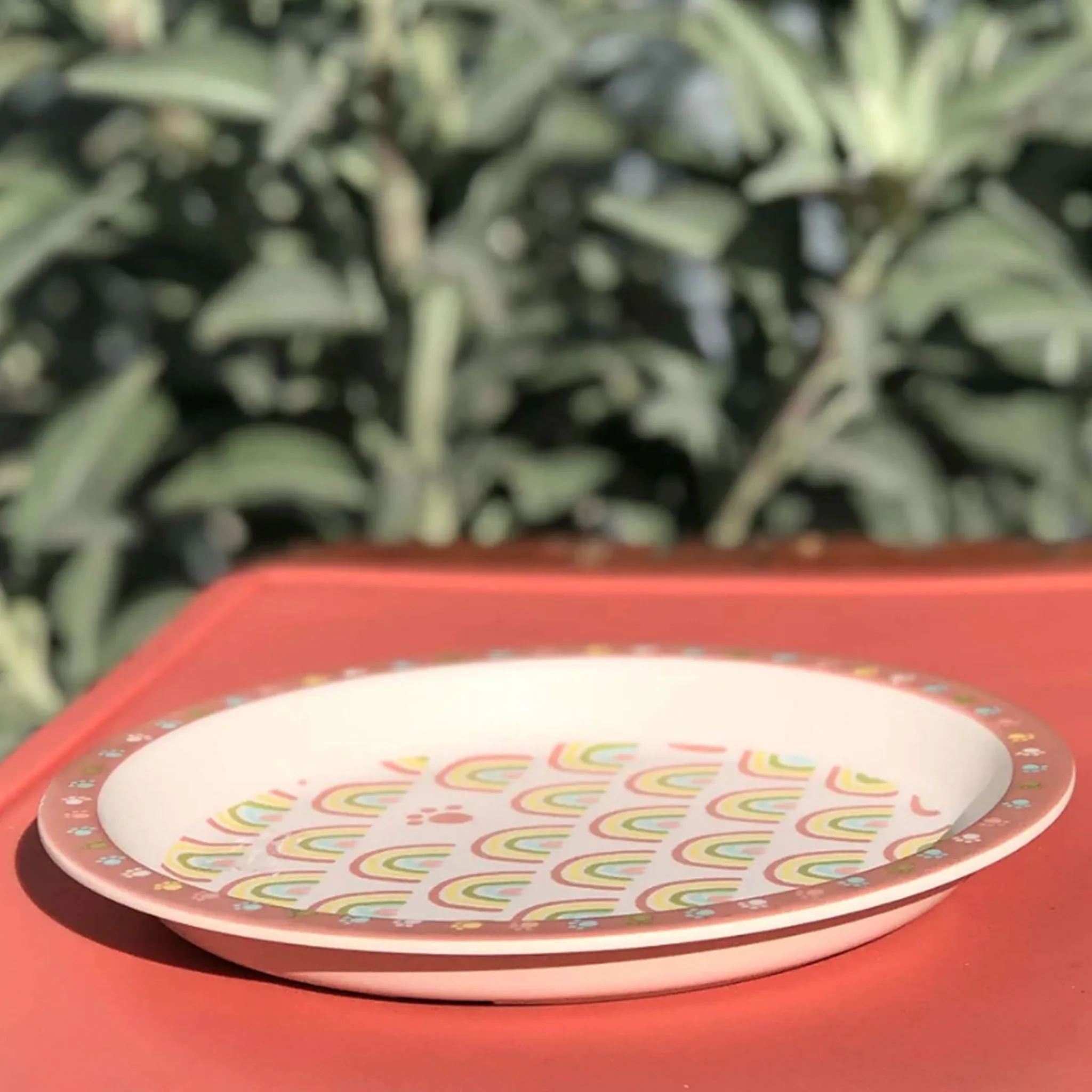 Ore Pet Bamboo Pet Bowl Rainbow Cat Bowls