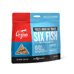 Orijen Grain Free Six Fish Freeze Dried Cat Treats freeze dried cat treats, single ingredient cat treats