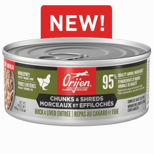 Orijen Duck & Chicken Chunks & Shreds Entre Canned Cat Food, 5.5oz