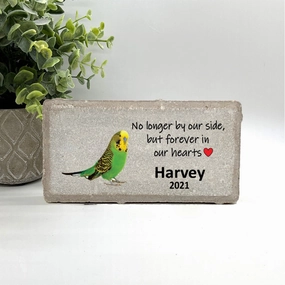 Parakeet Memorial Stone - Green Parakeet Memorial show poultry,grooming poultry