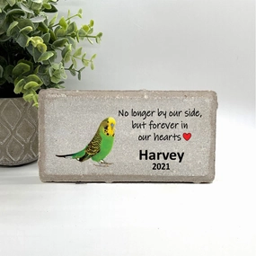 Parakeet Memorial Stone - Green Parakeet Memorial