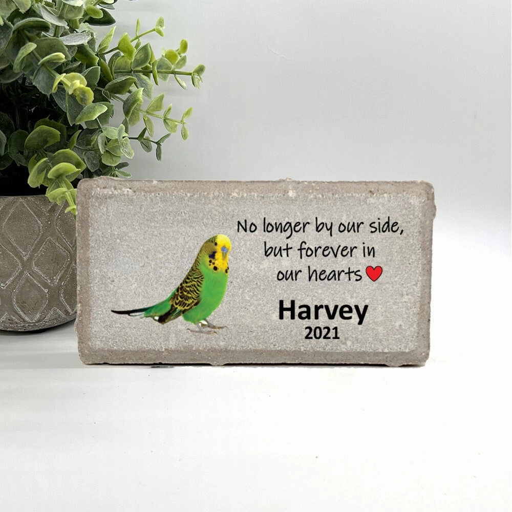 Parakeet Memorial Stone - Green Parakeet Memorial