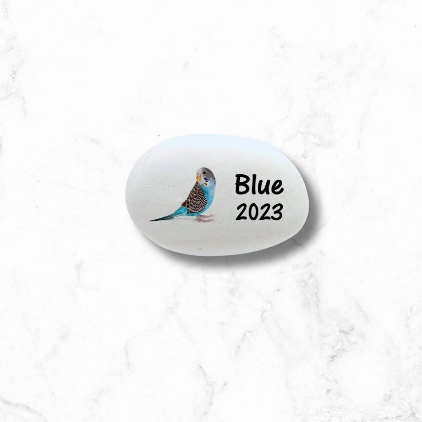 Parakeet Memorial Stone- Blue Parakeet Memorial Gift