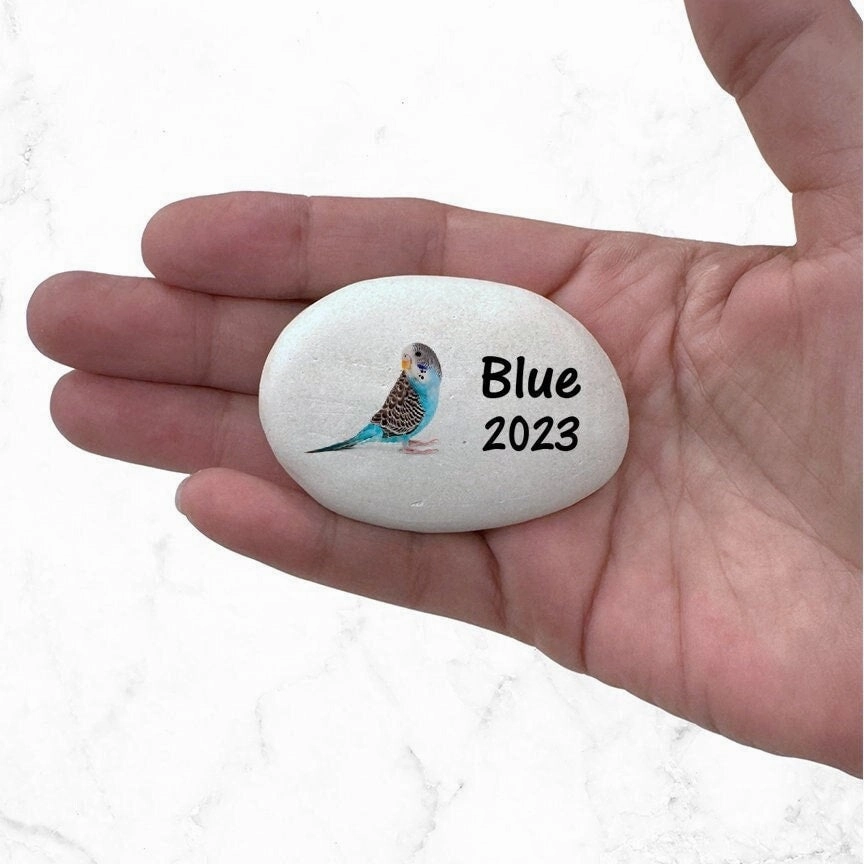 Parakeet Memorial Stone- Blue Parakeet Memorial Gift