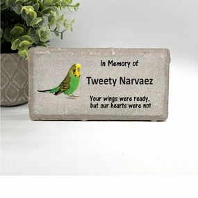 Parakeet Memorial Stone- Choice of Parakeet Color show poultry,grooming poultry
