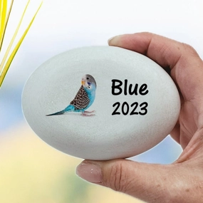 Parakeet Memorial Stone- Personalized Blue Parakeet Memorial Gift
