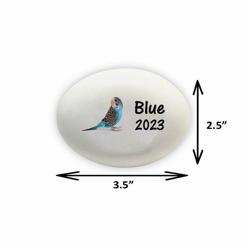 Parakeet Memorial Stone- Personalized Blue Parakeet Memorial Gift