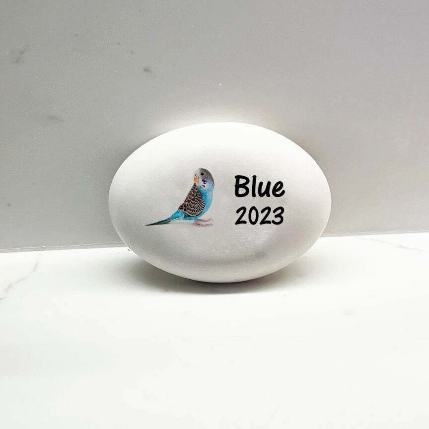 Parakeet Memorial Stone- Personalized Blue Parakeet Memorial Gift