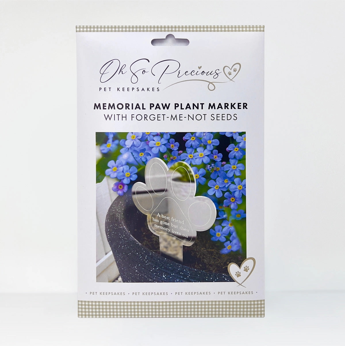 Paw Print Memorial Garden Plant Marker & Forget Me Not Seeds