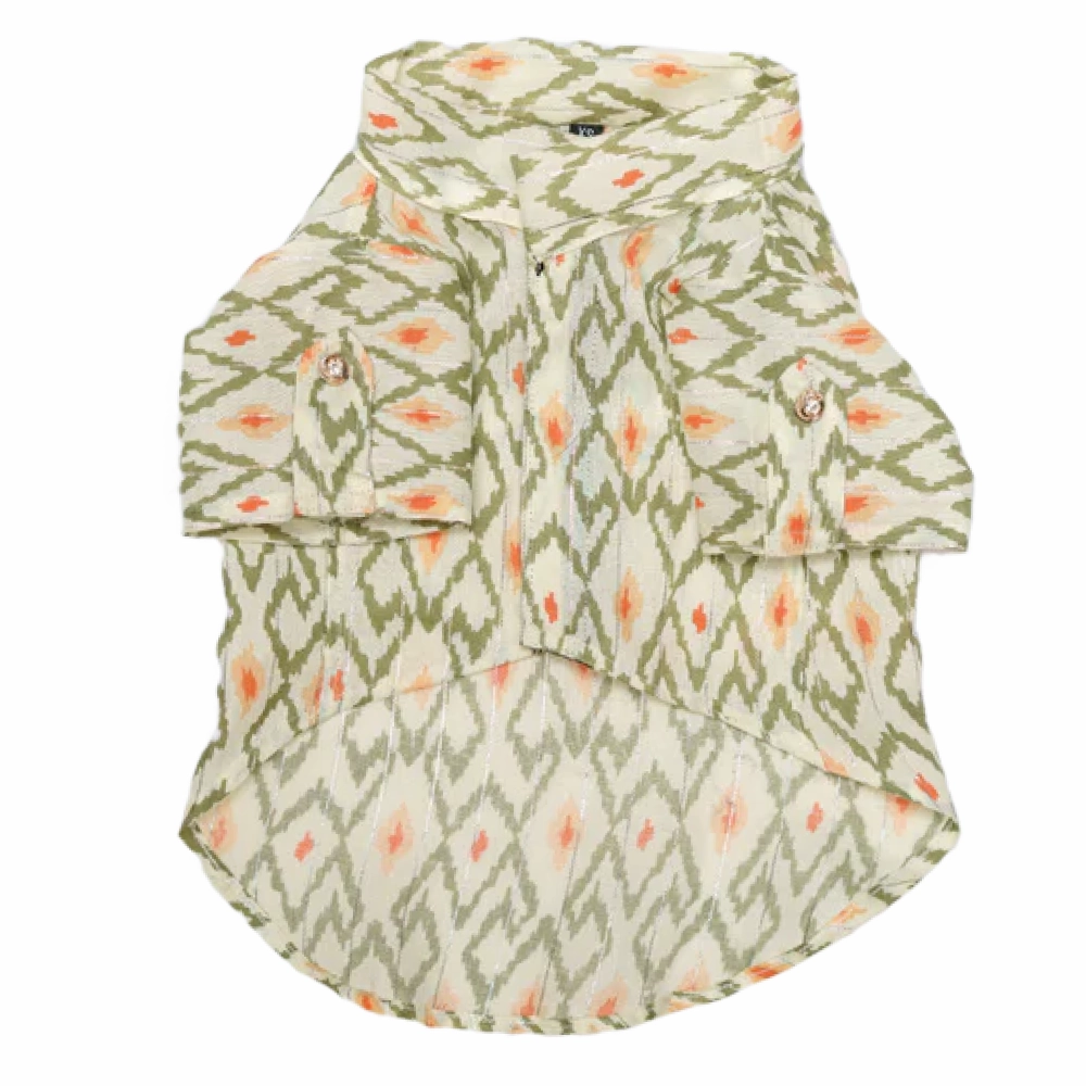 Pawgypets Heritage Summer Kurta for Dogs and Cats (Off White with Orange)
