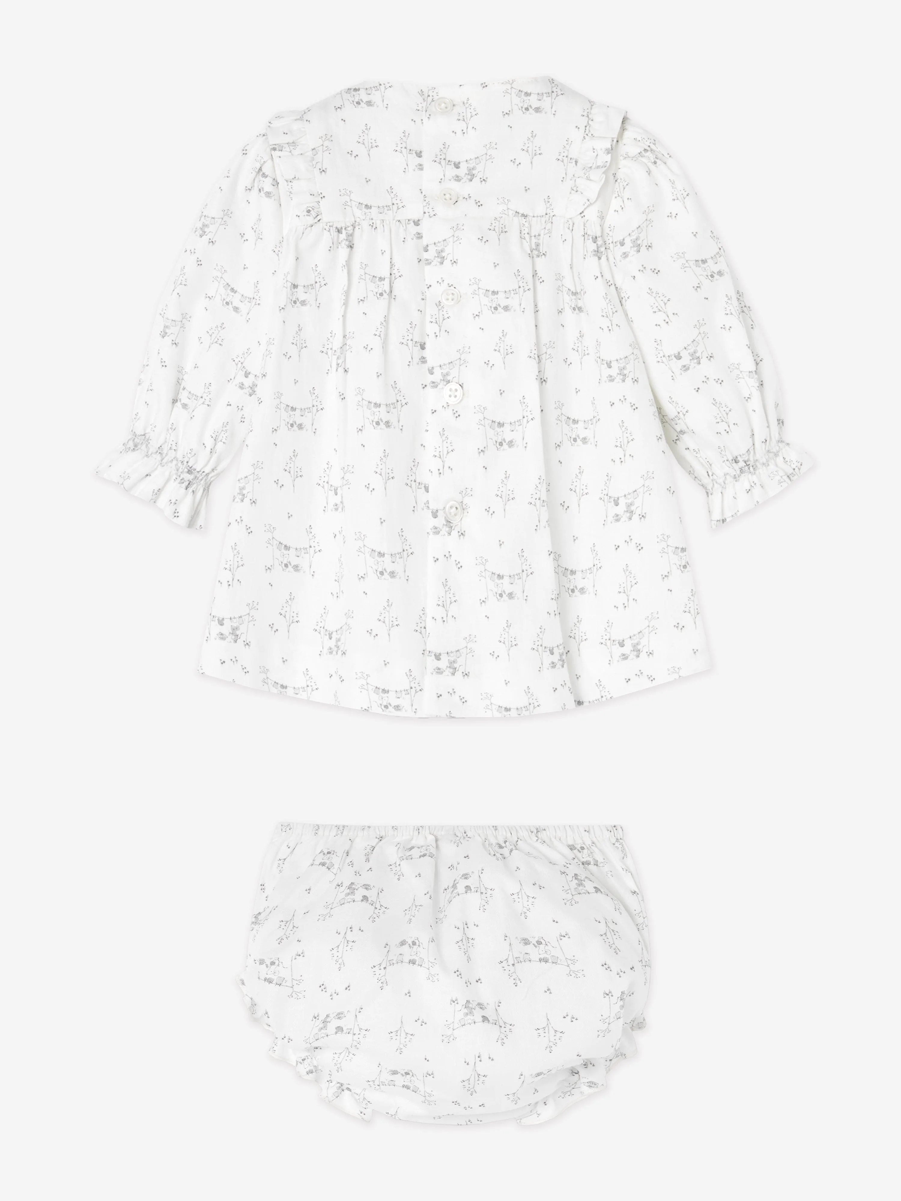 Paz Rodriguez Baby Girls Cotton Dress With Bloomers in White