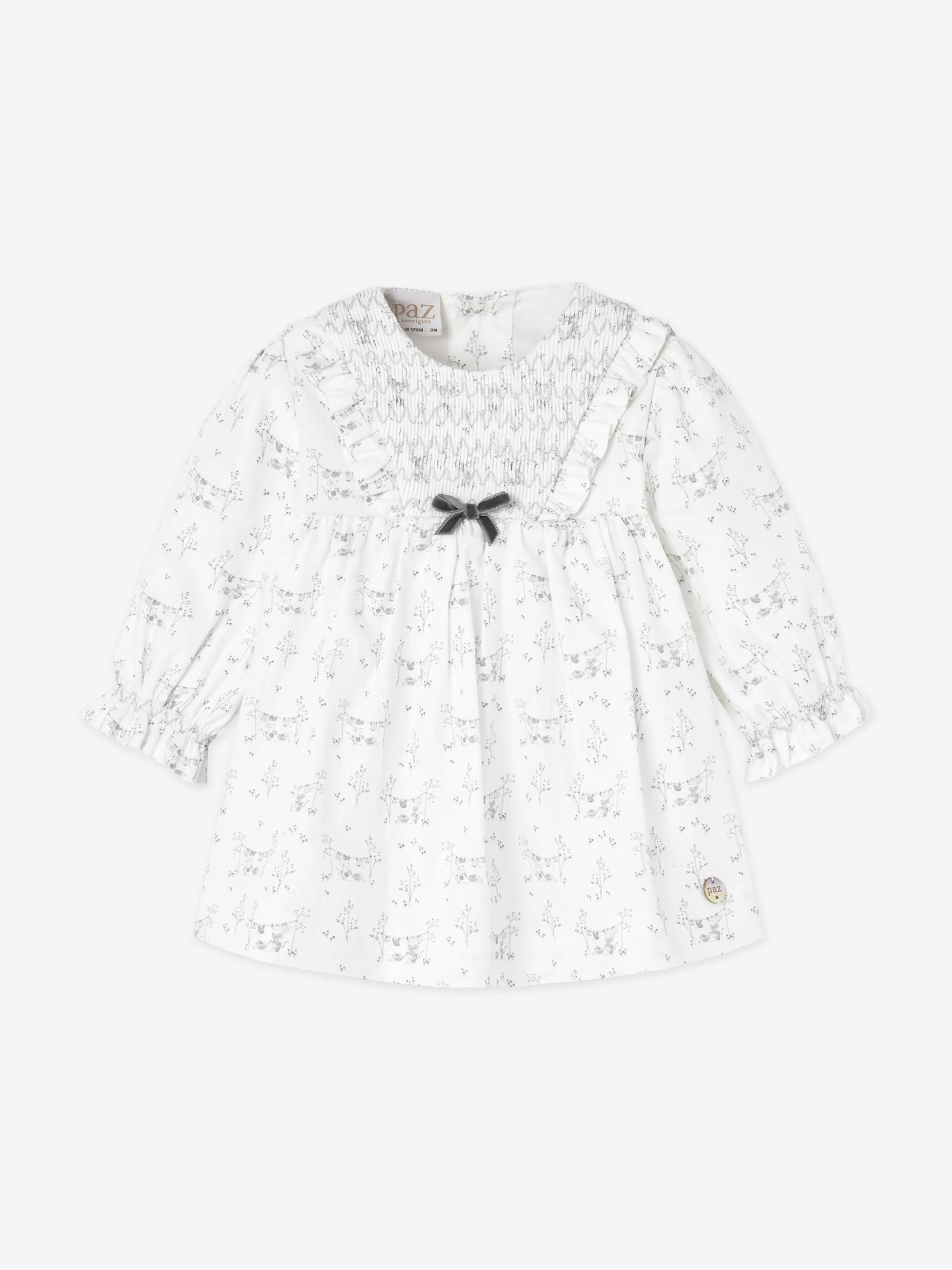 Paz Rodriguez Baby Girls Cotton Dress With Bloomers in White