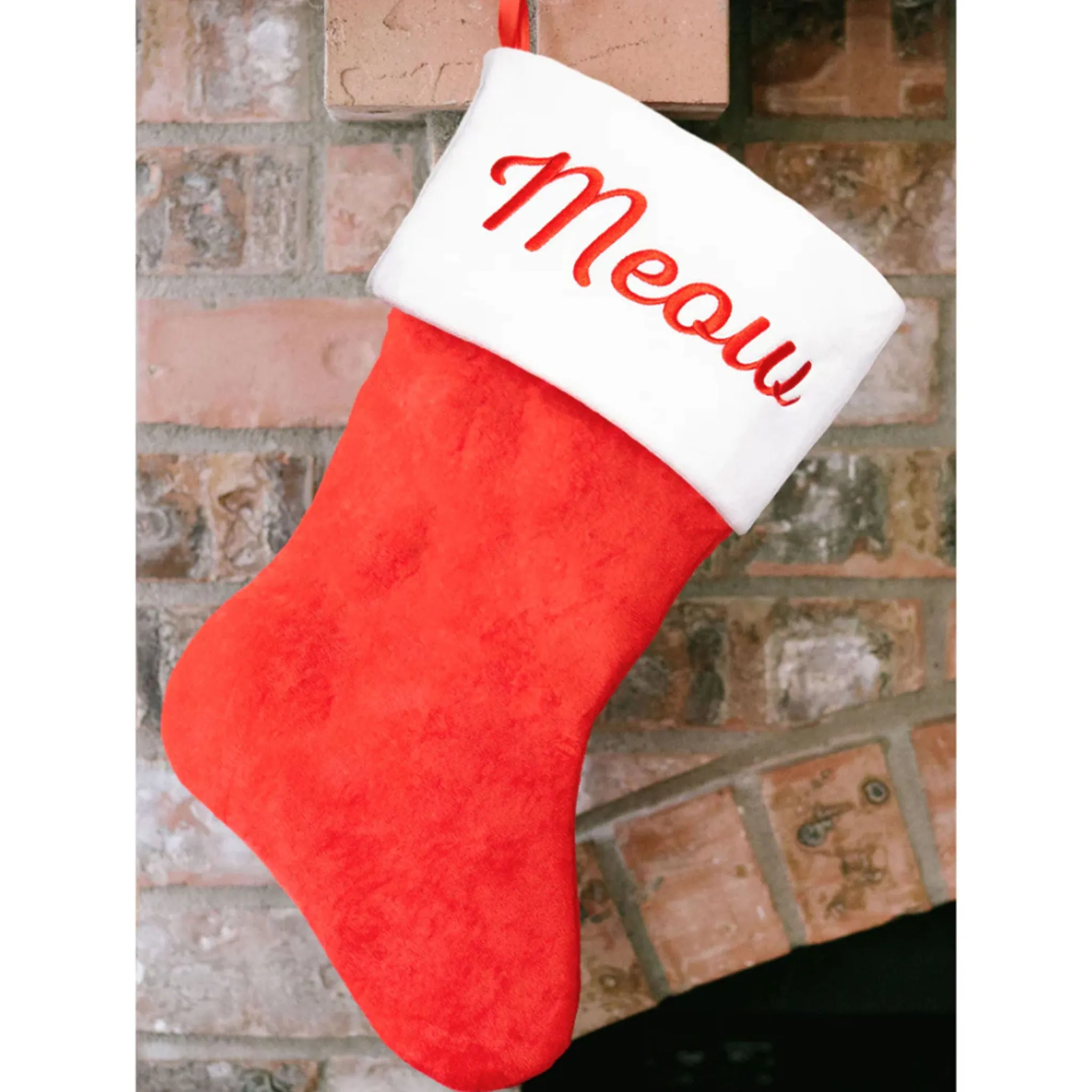 Pearhead Meow Holiday Stocking Red Gift Household