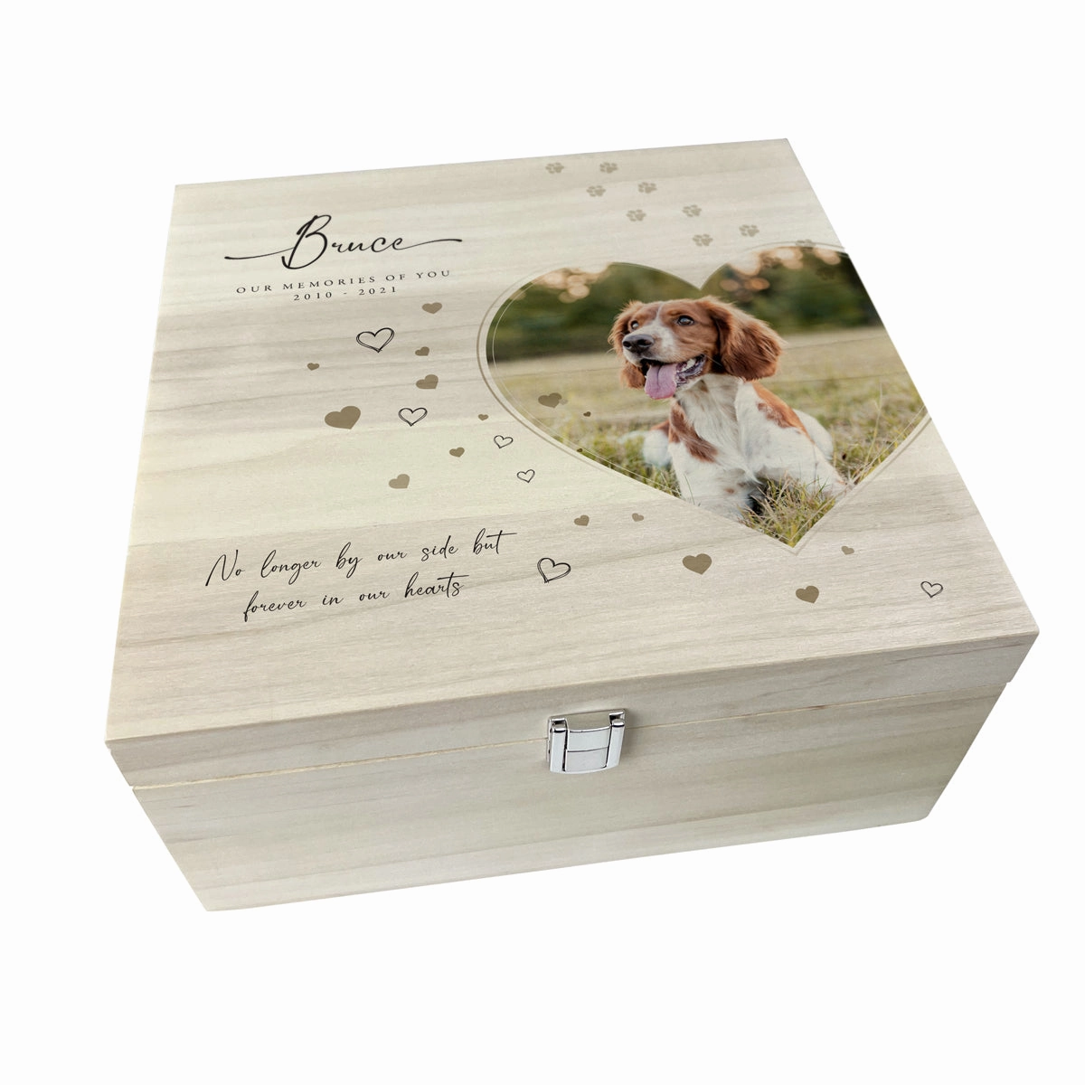 Personalised 28cm Square Luxury Wooden Pet Memorial Photo Memory Box