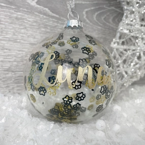 Personalised Black & Gold Paw Prints Pet Bauble poultry halters,bird leash