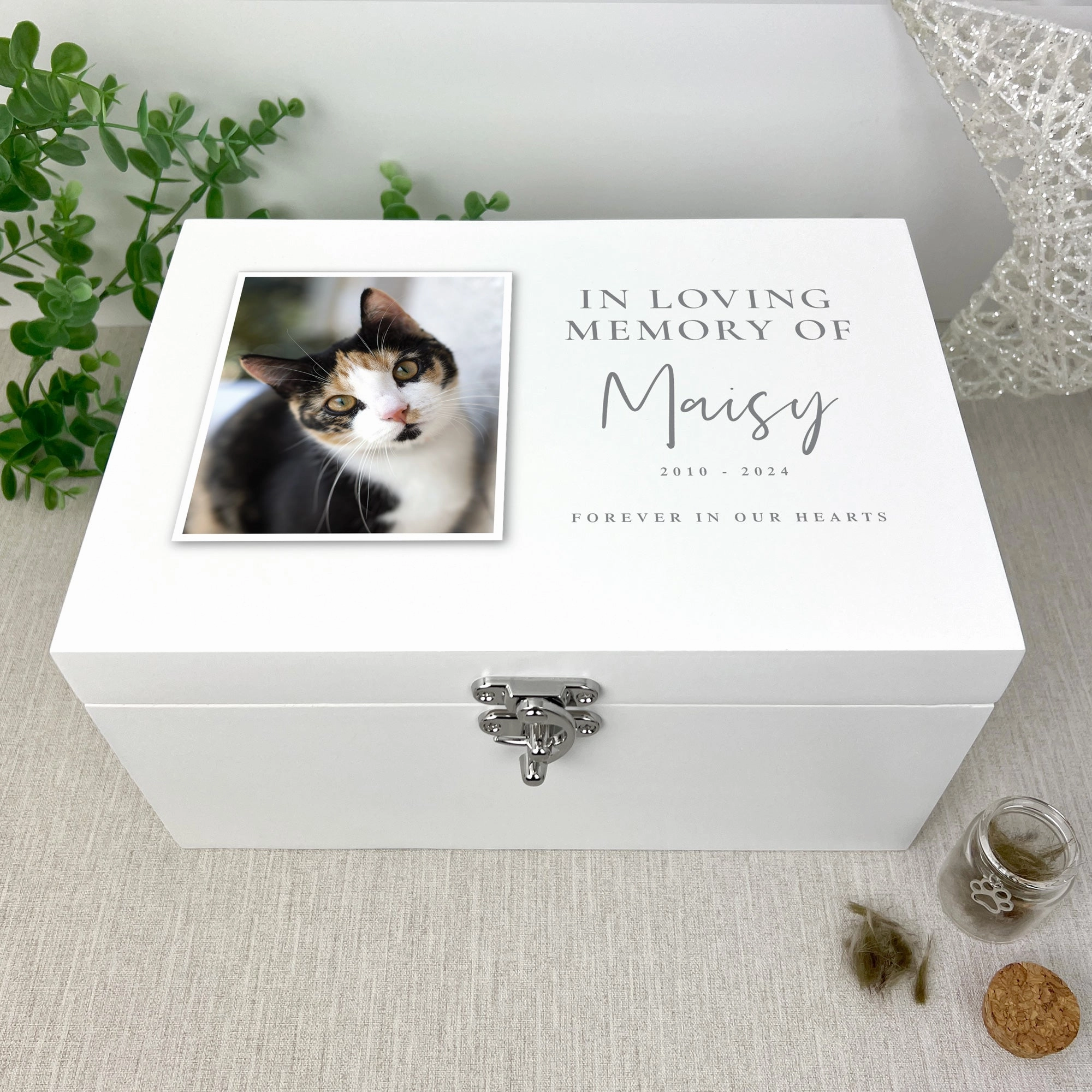Personalised In Loving Memory Of Pet Photo White Wooden Memorial Keepsake Box - 3 Sizes (22cm | 27cm | 30cm)