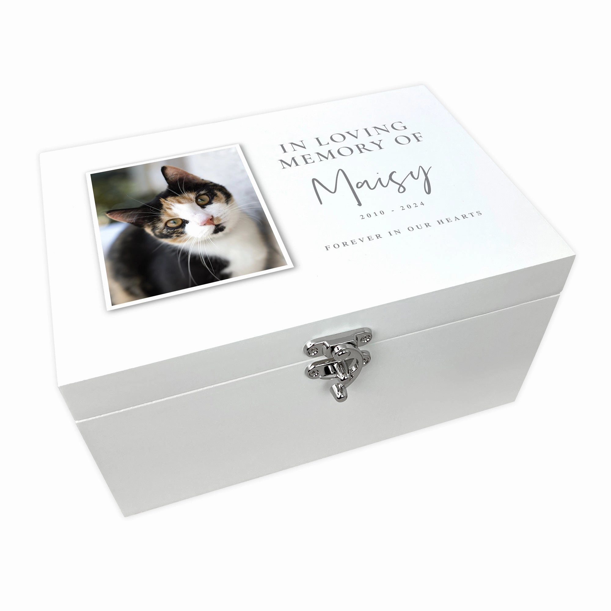 Personalised In Loving Memory Of Pet Photo White Wooden Memorial Keepsake Box - 3 Sizes (22cm | 27cm | 30cm)
