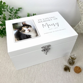 Personalised In Loving Memory Of Pet Photo White Wooden Memorial Keepsake Box - 3 Sizes (22cm | 27cm | 30cm) poultry halters,bird leash