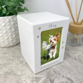 Personalised Neutral Paw Prints Cremation Urn For Pets Ashes Holds 9.5cm x 6cm Photo Portrait | 0.51 Litres poultry halters,bird leash