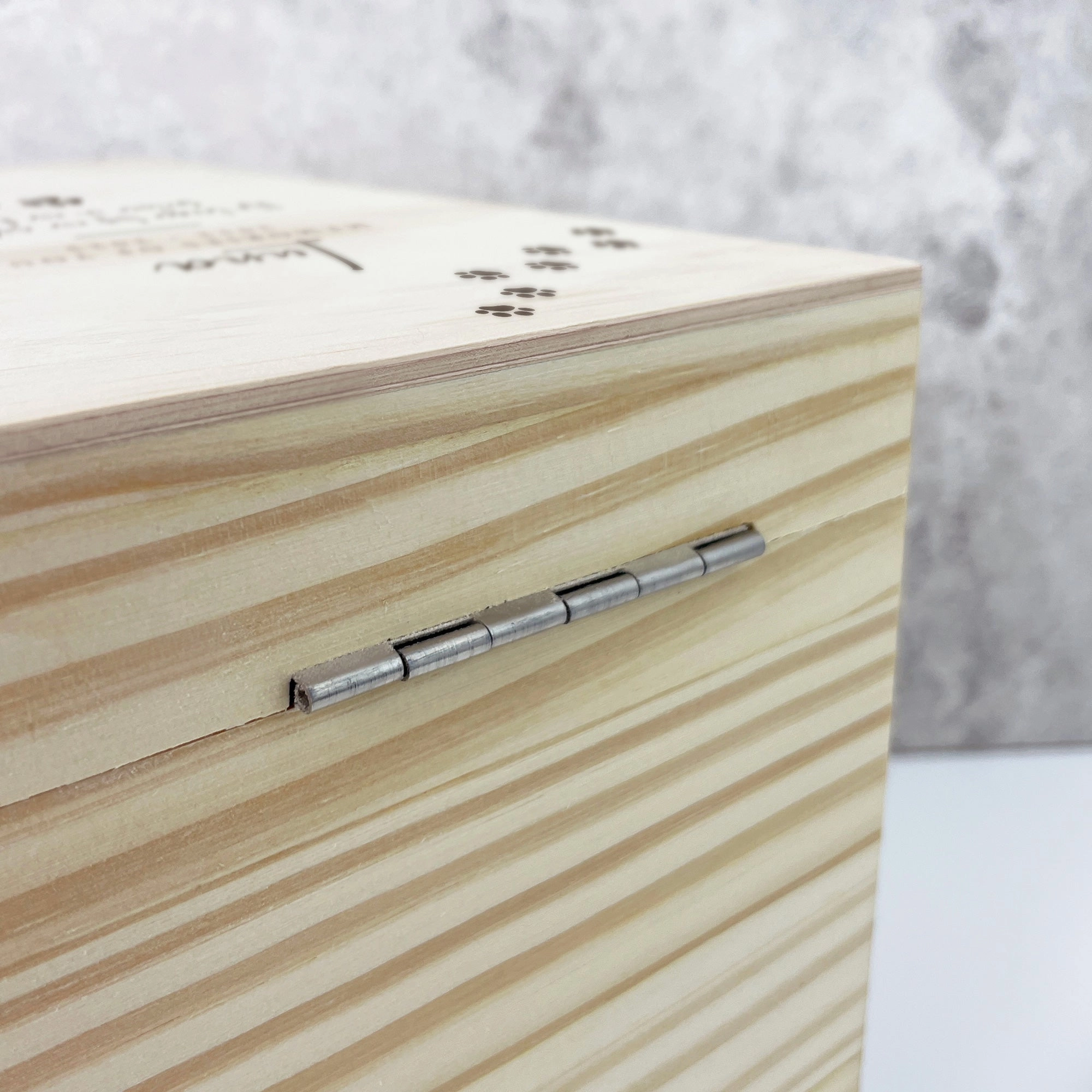 Personalised Paw Prints Pine Wooden Pet Memorial Photo Memory Box - 5 Sizes (16cm | 20cm | 26cm | 30cm | 36cm)