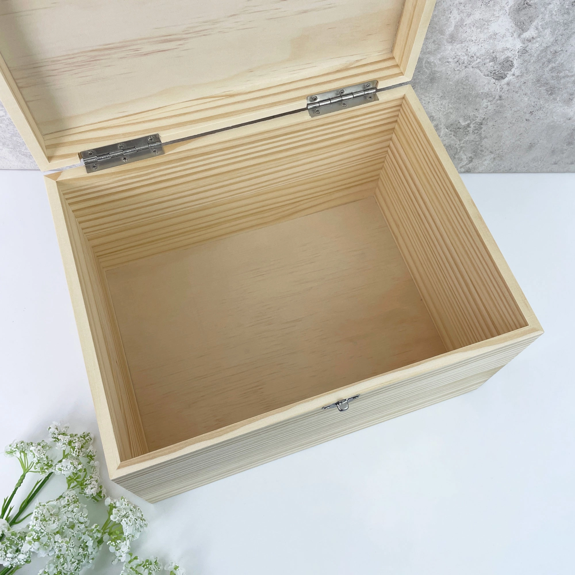 Personalised Paw Prints Pine Wooden Pet Memorial Photo Memory Box - 5 Sizes (16cm | 20cm | 26cm | 30cm | 36cm)
