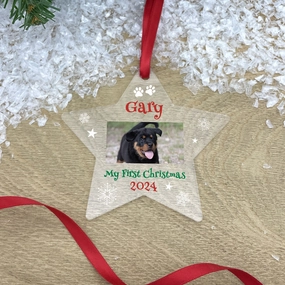 Personalised Pet My First Christmas Photo Acrylic Hanging Decoration - Various Shapes poultry halters,bird leash