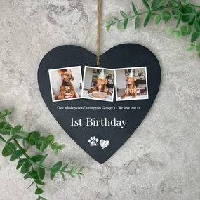 Personalised Pet Photo Slate Hanging Heart Decoration 15 x 16cm poultry halters,bird leash