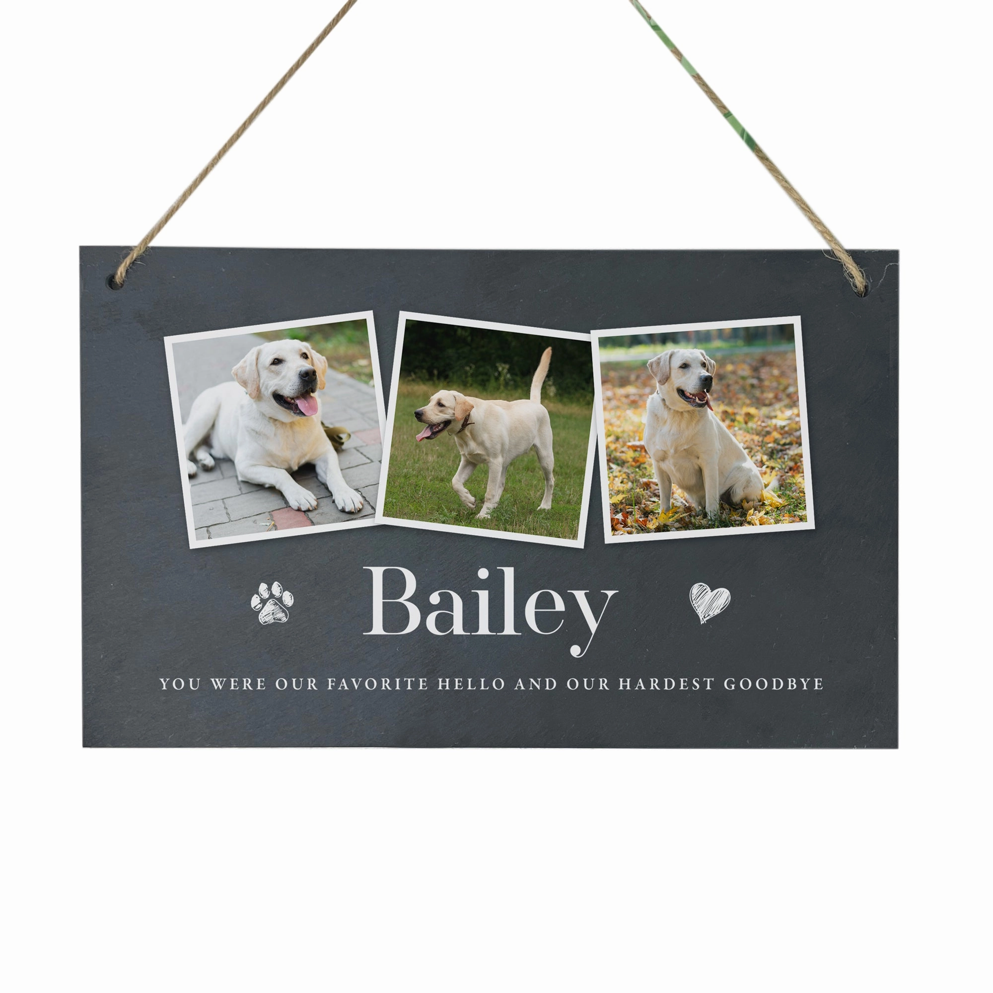 Personalised Pet Photo Slate Hanging Plaque 25 x 15cm