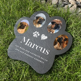 Personalised Slate Pet Photo Paw Shaped Grave Marker 20 x 20cm poultry halters,bird leash