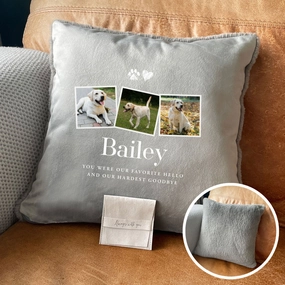 Personalised Three Photo Pet Memorial Ashes Faux Fur Cuddle Cushion poultry halters,bird leash