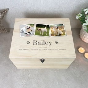 Personalised Three Photo Pet Memorial Keepsake Box - 5 Sizes (16cm | 20cm | 26cm | 30cm | 36cm) poultry halters,bird leash